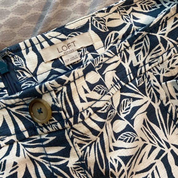 Loft Tropical Print Button Front Skirt - Picture 3 of 4